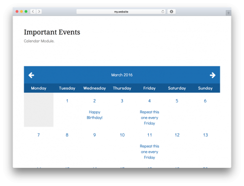 Events Calendar