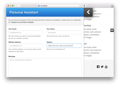 Built-in Help Center for our Web Builder